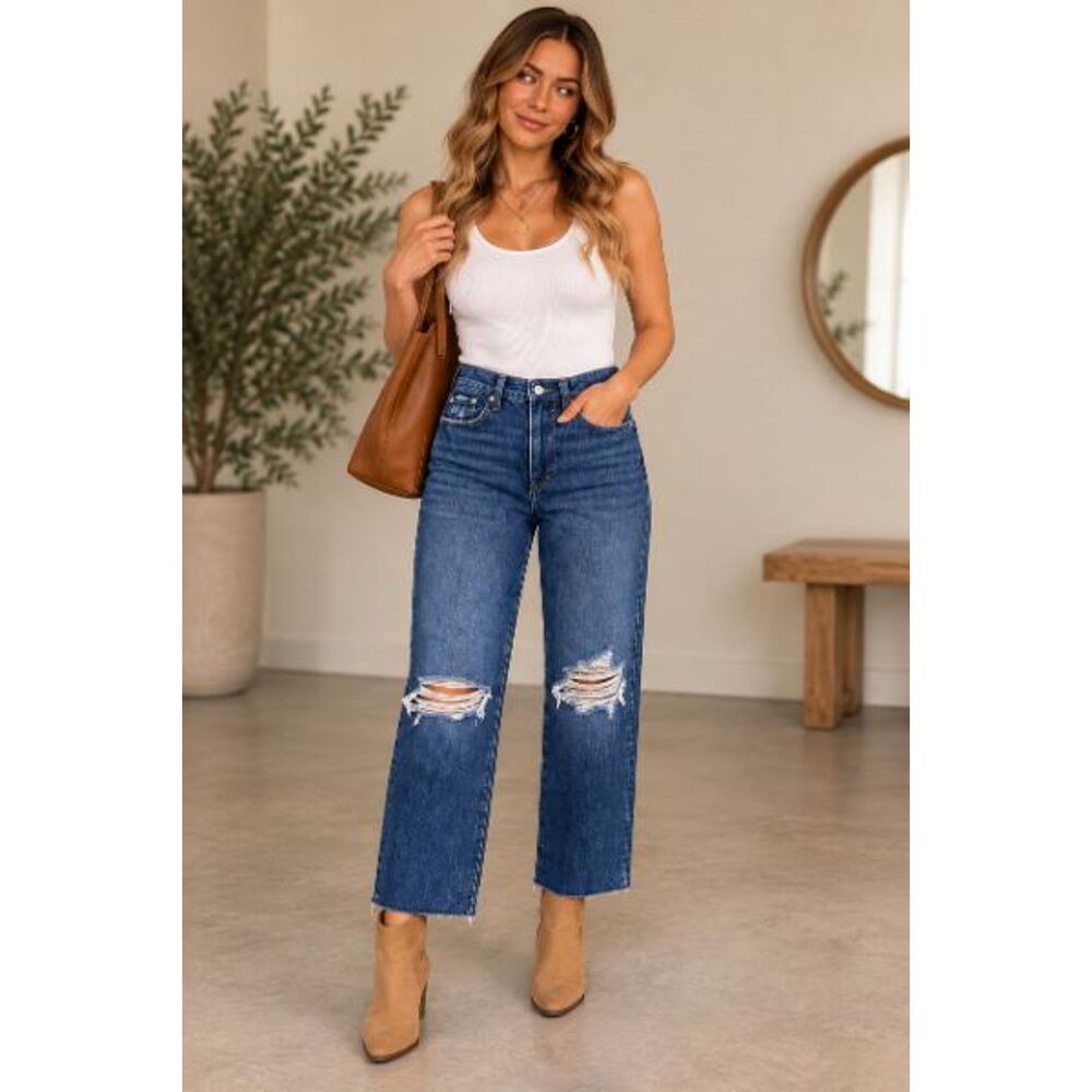 Pistola Distressed Straight Leg Jeans